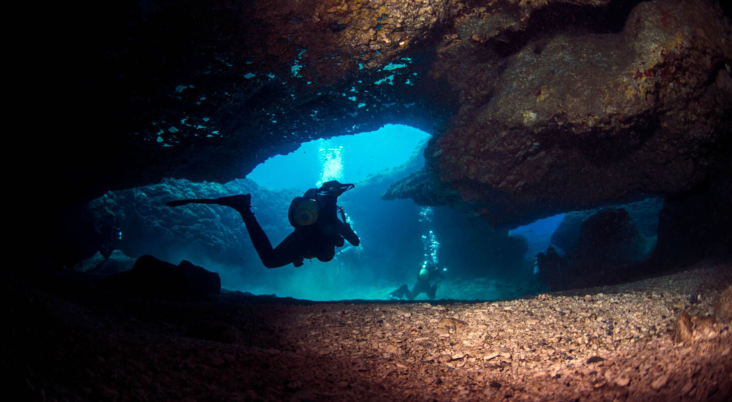 Vi gör flera dyk på olika platser runt Yonaguni med imponerande grottor och mängder av fisk, nakensnäckor, sköldpaddor och mycket mer.